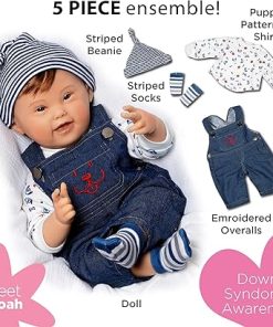 Paradise Galleries 21 Inch Realistic Down Syndrome Reborn Baby Boy Doll in a Cute Puppy Overall Set with Hat and Socks – Baby Noah 2