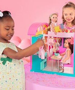 Glitter Girls – Fifer 14-inch Doll & GG Convertible -Doll & Vehicle Bundle – Blonde Hair & Green Eyes –Blue & Orange Classic Car – Trunk & Cupcake Holders – 3 Years + 2