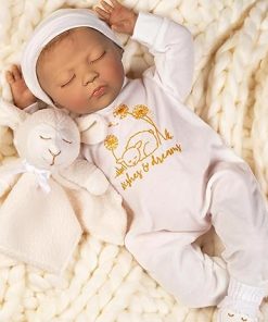 Paradise Galleries 21 Inch Realistic Reborn Newborn Baby Girl Doll in Soft White Outfit with Lovie Lamb Blankie and Accessories Gift Set – Wishes & Dreams