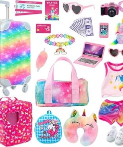 K.T. Fancy 30 PCS 18 Inch Doll Accessories Suitcase and Doll Carrier Travel Set