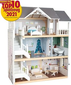 Wooden Toys Urban Villa Doll House Playset Collection Designed for Children Ages 3+ Years, Gray (11802), 82 x 51.1 x 15 cm 2