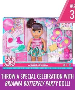 Baby Alive Butterfly Party: Brown Hair Doll with 12 Accessories That Drinks & Wets, Great Doll for 3-Year-Old Girls & Boys & Up 2