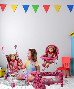 Doll Accessories Gift Bundle Stroller Bed Highchair, Baby Doll Furniture Set, Baby Doll Crib, Doll Stroller, Doll Highchair (Doll Accessories Bundle) 2