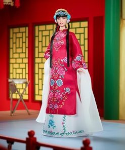 Barbie Signature Lunar New Year Doll in Red Floral Robe & Traditional Accessories Inspired by the Peking Opera, Collectible with Stand & Certificate of Aithenticity 2