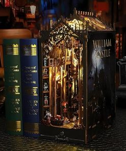 Roroom DIY Book Nook Kit, DIY Dollhouse Booknook Bookshelf Insert Decor Alley,3D Wooden Puzzle with Touch Panel Light Book Nook Bookshelf Insert Wood Bookend Model Building (JTSL17) 2
