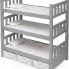 Badger Basket 1-2-3 Convertible Doll Bunk Bed with Bedding and Storage Baskets in Executive Gray – Perfect for 18 to 20-Inch Dolls