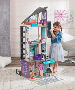 KidKraft Bianca City Life Wooden 360-Play Dollhouse with Lights & Sounds and 26-Piece Accessories, Gift for Ages 3+ 2