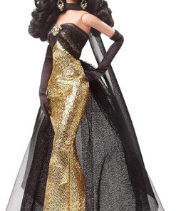 Barbie Tribute Collection Doll, María Félix in Elegant Glimmering Gold & Black Gown with Ornate Jewelry, Collectible with Doll Stand
