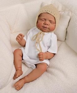 Zero Pam Lifelike African American Reborn Baby Dolls Sleeping Boy 18 Inch Realistic Black Newborn Baby Dolls That Look Real Life Reborn Babies with Accessories