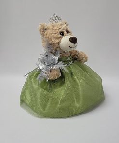 12″ Quince Anos Last Doll Teddy Bear with Dress (Centerpiece) ~ ARC09832-35 (Sage Green) 2
