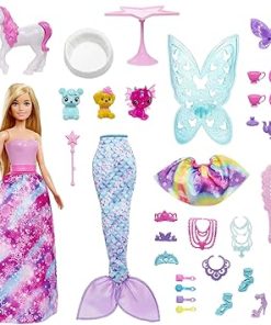 Barbie Dreamtopia Advent Calendar, Fantasy-Themed with 24 Surprises, Daily Toys Include Barbie Fashion Doll, Pets, Clothes & Accessories Like Mermaid Tail & Wings 2