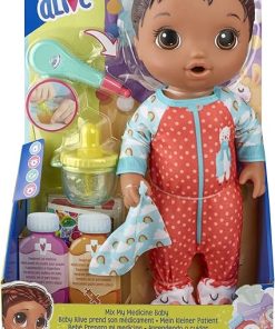 Baby Alive Mix My Medicine Baby Doll, Llama Pajamas, Drinks and Wets, Doctor Accessories, Black Hair Toy for Kids Ages 3 and Up 2