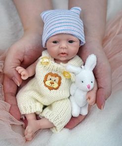 Silicone Reborn Baby Doll, 7 Inch Full Body Silicone Reborn Baby Girl, Lifelike Silicone Baby, Includes Feeding Accessories and Gift Box