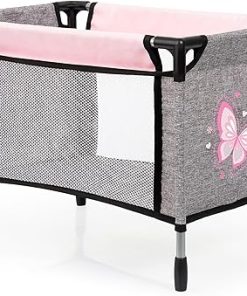 Bayer Design Dolls: Xeo Mega 10 Piece Set – Grey, Pink, Fairy – Pram, Bed, Handbag, Feeding & Care Accessories for Dolls Up to 18″, Kids Toy, Ages 3+ 2