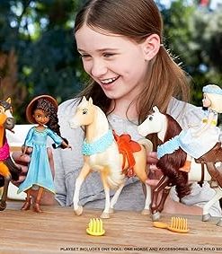 Mattel Spirit Untamed Doll & Toy Horse Set, Miradero Festival Lucky 7-inch Small Doll with Spirit (8-inch) with Long Mane & Accessories 2