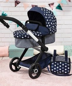 Bayer Design Dolls: Pram Xeo – Blue & White Stars – Dolls Up to 18″, Shoulder Bag, Convertible to Pushchair, Adjustable Handle, Foldable, Kids Ages 3+ 2