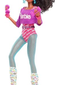 Barbie Rewind 80s Edition Workin’ Out Doll (11.5-in Brunette) Wearing Bodysuit, Legwarmers & Accessories, with Cassette Tape Doll Stand, Gift for Collectors