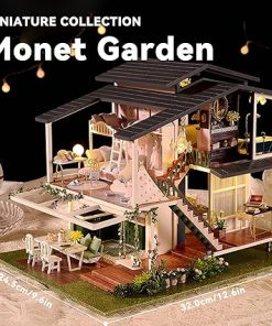 Flever Dollhouse Miniature DIY House Kit Creative Room with Furniture for Romantic Artwork Gift (Monet Garden) 2