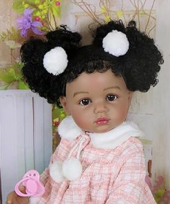 Baby Dolls Black with Lifelike Soft Body African American Realistic-Newborn Girl Doll 22 Inch Best Birthday Gift Set and Toy Accessories Gift for Kids Age 3 (223102)