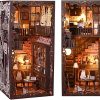 Roroom DIY Book Nook Kit, DIY Dollhouse Booknook Bookshelf Insert Decor Alley,3D Wooden Puzzle with Touch Panel Light Book Nook Bookshelf Insert Wood Bookend Model Building (JTSL17) 4