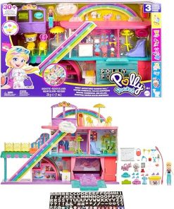 Polly Pocket Sweet Adventures Rainbow Mall, 3 Floors, 9 Play Areas, 35+ Accessories Including 3-inch Polly Doll, Great Gift Ages 4 Years Old & Up