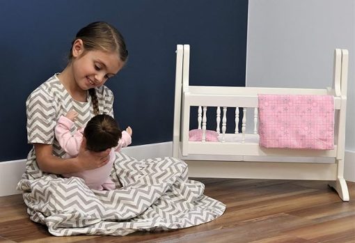 Amish-Made Wooden Deluxe Doll Swinging Cradle, White Finish by AmishToyBox.com - Image 2