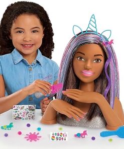 Barbie Deluxe 20-Piece Glitter and Go 12.75-inch Styling Head and Accessories – Brown Hair, Kids Toys for Ages 5 Up by Just Play 2