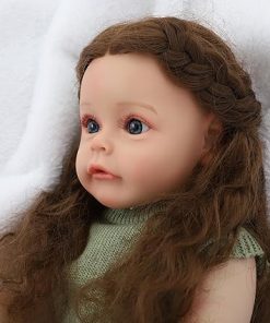 Realistic Reborn Baby Dolls 22 inch with Long Brown Hair Real Life Like Bebe Doll for Girls Lifelike Full Body Vinyl Toddler Baby Dolls with Full Accessories & Gift Box for Kids Age 3+