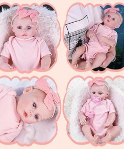 ROERHE Lifelike Reborn Baby Dolls 18 Inch Girl Eyes Open Realistic Newborn Baby Dolls Cute Squishy Vinyl Doll with Accessories 2