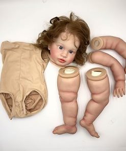 Pinky Reborn Baby Doll Kit DIY Reborn Pippa Kits Already Painted 26 Inch Reborn Toddler Kits Baby Kit with Brown Hair DIY Accessories Supplies for Kids Age 3+ 2