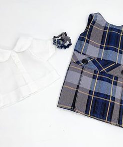18 inch Doll Outfit-School Plaid Jumper include Blouse and Hair Accessory/Add on Option: Sock and Shoe (Doll is not included) (Dropped Waist Jumper Only, Plaid 57) 2