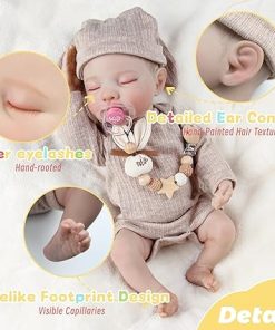 Lifelike Reborn Baby Dolls – 17 Inch Dolls Silicone Full Body with Realistic Vein Details , Includes Magnetic Pacifier Chain with Accessories for 3+ Year Old Girls Gifts, Pretend Play, Collection 2