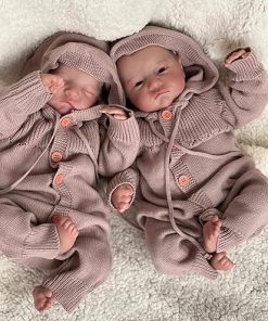 Lifelike Reborn Baby Dolls Preemie Twins 18 Inch Asleep Cuddly Newborn Baby Girls Soft Cloth Body Outfit & Accessories Toys for Age 3+