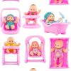 PowerTR 6 Sets of Mini Baby Dolls Collection with High Chair, Cradle, Walker, Swing, Bathtub and Baby Seat for Kids (2 Packs)