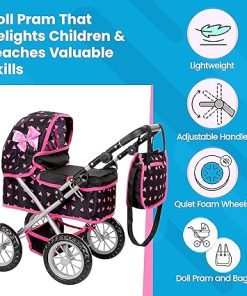Baby Doll Stroller | Baby Doll Pram | Baby Doll Carriage – Stroller for Baby Dolls with Adjustable Handle (12.99-24.80 inches) | Babydoll Reborn Strollers | Model KP0261R 2