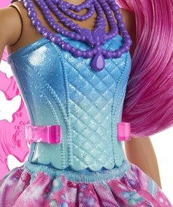 Barbie Dreamtopia Fairy Doll, 12-Inch, with Pink and Blue Jewel Theme, Pink Hair and Wings, Gift for 3 to 7 Year Olds, Multi 2