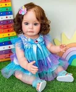 TERABITHIA 22 Inch Full Body Silicone Vinyl Realistic Reborn Baby Doll Lifelike Newborn Princess Toddler Girl Dolls Waterproof Toy for Girls Anatomically Correct 2