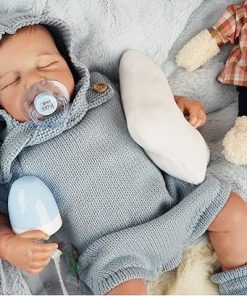 17″ Realistic and Cute Eyes Opened Reborn Newborn Doll Boy Named Caleb with Blue Eyes, Lifelike Baby Dolls That Look Real for 3+ Year Old