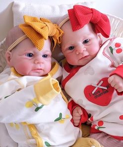Lifelike Adorable Reborn Baby Dolls Girls Twins 17inch Cuddly Realistic Newborn Babies Soft Silicone Vinyl Cloth Body Outfit & Accessories Gift for Age 3+ 2