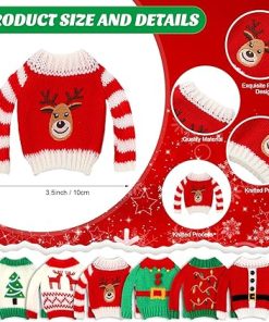 Hercicy 20 Pcs Christmas Doll Clothes Christmas Doll Accessories Outfit Dress Sweater Skirts Knitted Clothing with Santa Xmas Tree Elk Snowman Print for Doll Holiday Xmas Gift, Doll Not Included 2