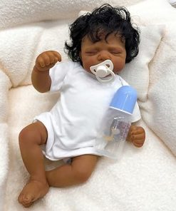 Anano Biraical Reborn Baby Dolls Black Girl 18 Inch African American Reborn Toddler Dolls Mixed Race Silicone Newborn Baby Dolls Realistic Boy with Accessories for Kids & Collectors