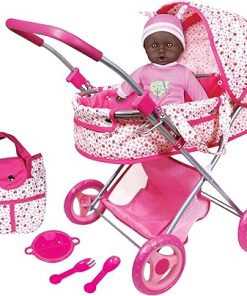 Lissi Deluxe Doll Pram with African American Baby Doll