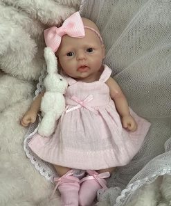 Mini Silicone Baby 7 Inch, Soft Realistic Reborn Doll，Silicone Full Body Baby Girl, My Mini Baby for Kids Gift（7inch Girl） 2
