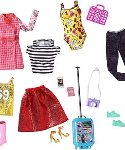 Mattel Barbie Pink Passport Travel Fashions FLB31