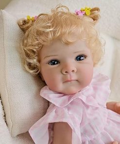 Reborn Baby Dolls Blonde Curly Hair 18 Inch That Look Real Lifelike Newborn Baby Dolls Soft Cloth Body Weighted Realistic Reborn Doll with Toy Accessories Gifts for Kids