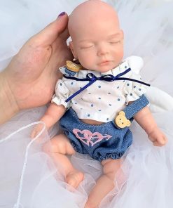 Full Silicone Reborn Baby Doll 11 Inch Realistic Silicone Body Reborn Baby Girls Dolls Closed Eyes Sleeping Baby Doll Toy Washable-Winged Cherub Set Toy