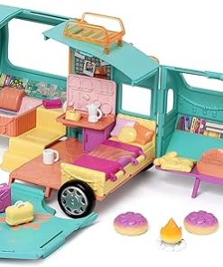 Mia’s Kooky Caravan – Camper with Accessories, and Exclusive Doll and Pets. Includes 1 car, Kitchen Utensils, suitcases
