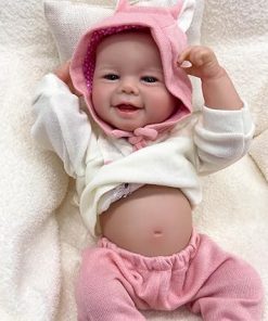 Zero Pam Realistic Reborn Baby Dolls Girl Silicone Full Body Soft Vinyl 20 Inch Eyes Open, 50 CM Real Anatomically Correct Newborn Smiling Baby Girl That Looks Real Life Baby Cuddle Toys for Kids