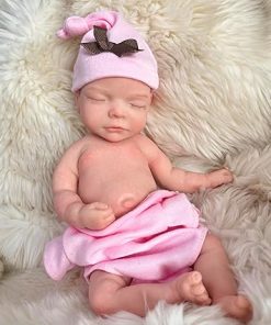 Reborn Baby Dolls Girl 11 Inch Full Silicone Body, Sweet Girl Mini Size Sleeping Reborn Baby Dolls with Clothes and Bottles Gift for Kids Age 3+, Pink 2