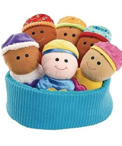 Excellerations 6 Sensory Baby Dolls, 7.25 inches by 4.25 inches, Perfect for Infants and Toddlers? Tactile Fabric and Sounds for Sensory Play, Basket Included